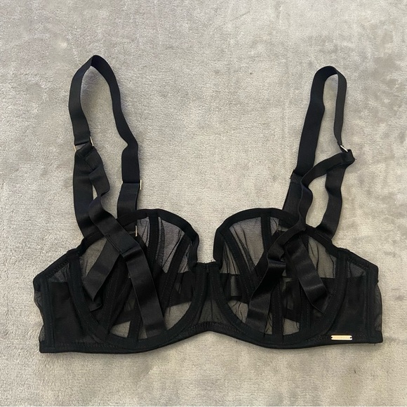 New! Bluebella Karolina Sheer Mesh Strappy Underwired Balcony Bra 10538 - Picture 4 of 10